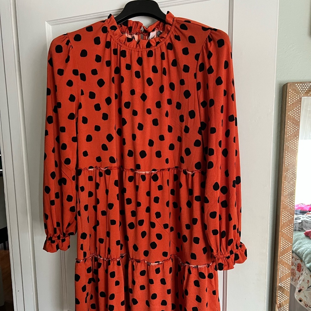 LulaRoe Annabel dress in burnt orange polka dot - SIZE M